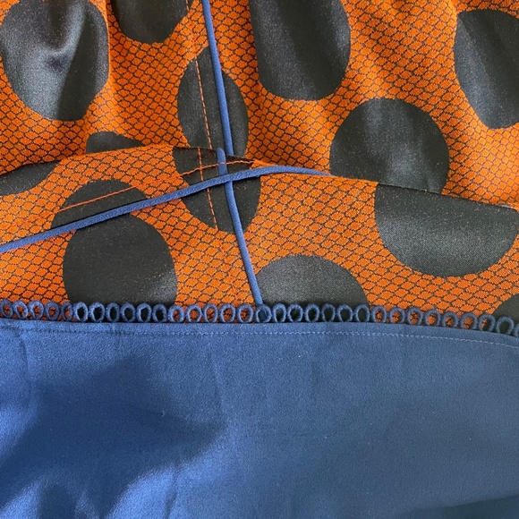 ANTHROPOLOGIE Maeve Dress Rokin Polka Dot Sleeveless Cross-Back Blue Orange Sz 4 - Picture 11 of 16